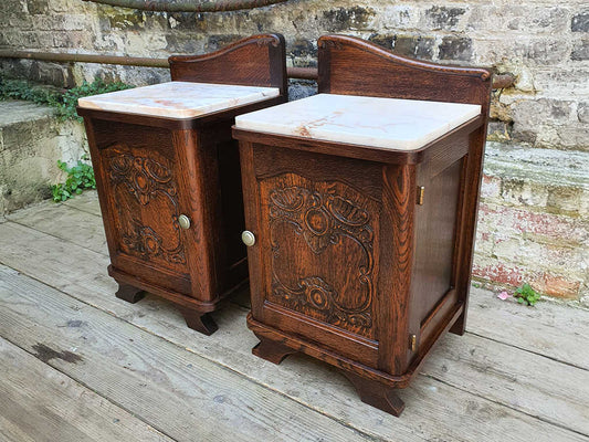 マーブルトップベッドサイドキャビネット