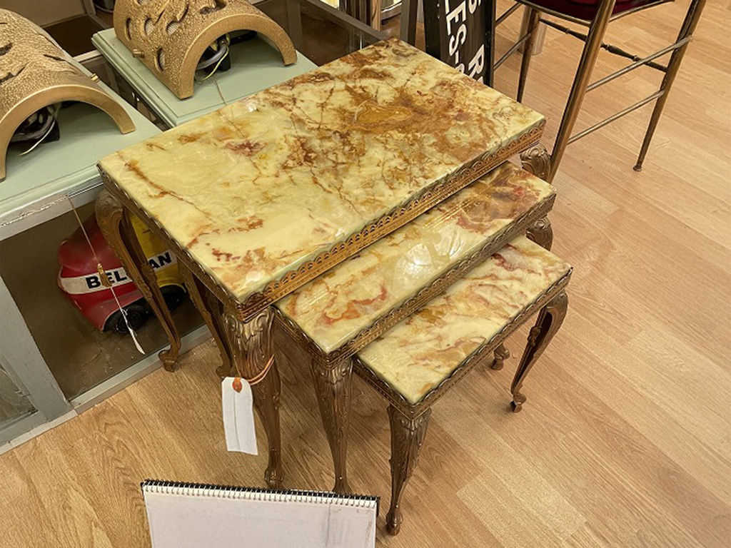 管367☆ロイズアンティークス☆1940年代☆マーブルトップ☆ネストテーブル 管367☆ロイズアンティークス☆1940年代☆マーブルトップ