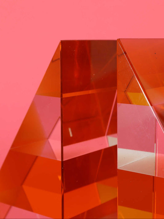 クリスタルグラスブックエンド オレンジ