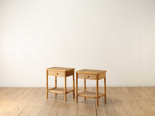 イタリアンペアバンブーベッドサイドテーブル