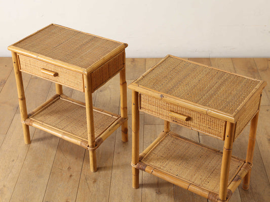 イタリアンペアバンブーベッドサイドテーブル