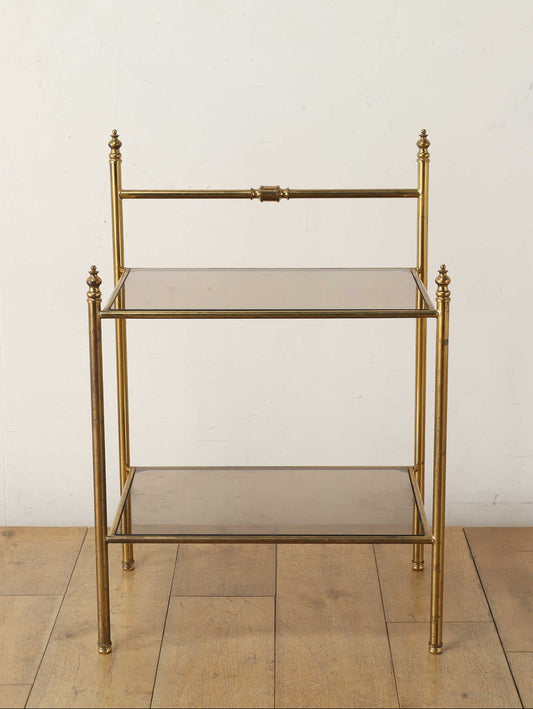 グラストップシェルフサイドテーブル