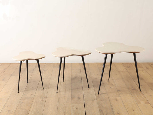 マーブルトップネストテーブル ホワイト