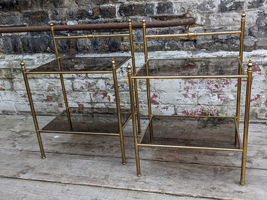 グラストップシェルフサイドテーブル