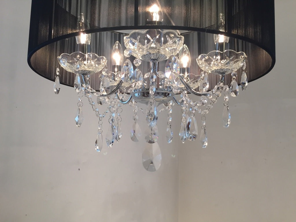 ブラックシェードシャンデリア LA LUCE】バカラ調ブラックシェードシャンデリア 24灯(W1350