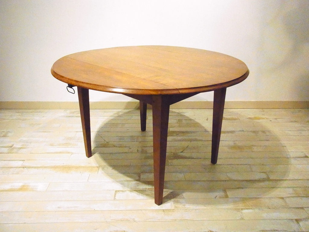 ラウンドテーブル　古家具　ヴィンテージ　アンティーク シャビーシック アンティークホワイト ダイニングテーブル φ92cm